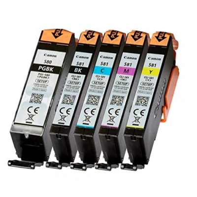 Bild av Canon PGI 580 CLI 581 Setup Original bläckpatroner för Pixma TR 7500, 8500, TS 6250, 9550 9100 utan blisterförpackning, fotosvart, cyan, magenta, gul, textsvart, standard