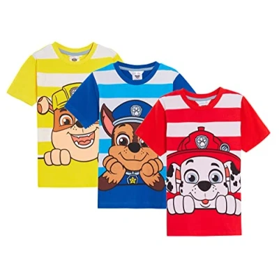 Bild av Paw Patrol pojkar 3 pack t tröjor Chase Marshall Rubble utklädnad topp korta tröjor, mång, 2 År