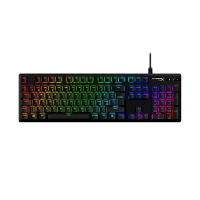 Bild av HyperX Alloy Origins PBT mekaniskt speltangentbord, tangenter, tangentskydd, RGB, mekaniska brytare, kompakt, bärbar, robust aluminiumhölje, justerbara fötter