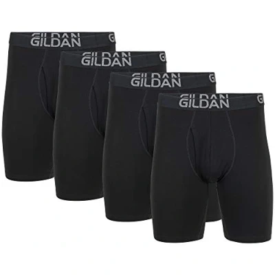Bild av Gildan herr Boxerkalsonger Cotton Stretch Boxer Brief, Multipack, Svart sot (4 pack, långt ben), XXL