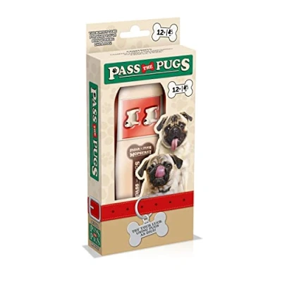 Bild av Pass The Pugs Dice Game, det klassiska fest och resespelet, får du en dubbel ansiktsväxt eller valpkärlek, först till 100 poäng vinner, blir fantastisk present för åldrarna 6 Plus