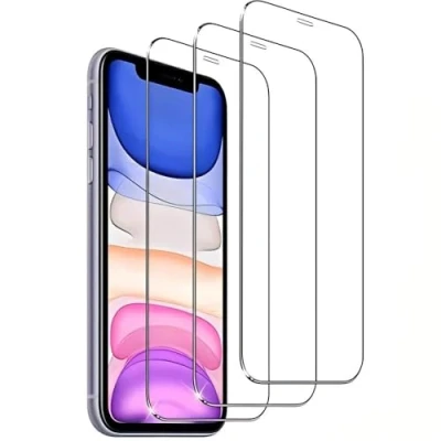 Bild av 3 delat härdat glas för iPhone 11, XR skärmskydd av Ultra starkt anti repor bubbelfri hårdhet 9H High Definition Glass 6,1 tum HD Transparent