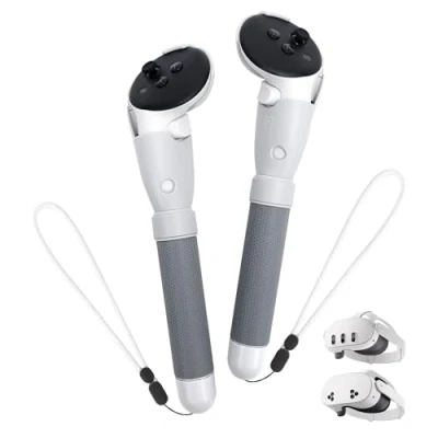 Bild av TRANSNOVO Handtagstillbehör Kompatibel med Oculus/Meta Quest 3S/Quest 3 Kontroller, VR Gorilla Tag Långa Armstavar, Beat Saber Handtag, Förlängningsgrepp för spel