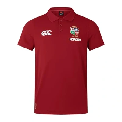 Bild av Canterbury herr brittisk och irländsk lejon pique piké t shirt, röd dahlia, medium