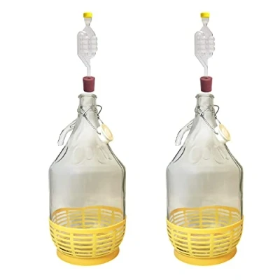 Bild av DIAH gör det hemma 2 x 5 l Demijohns flygbolag, proppar för Cider Carboy 1 gallon, vintillverkning, förvaring