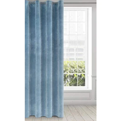 Bild av Eurofirany RIA Mörkläggningsgardin, Ogenomskinlig, Satänggardin med Öljetter 1st. Extra Lång Gardin, Elegant, Vanlig, Vardagsrum, Sovrum, Densitet 290 g/m², 140x250 cm, Blå