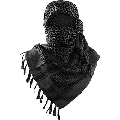 Bild av Lyxiga militär shemagh taktisk ökenhalsduk/100% bomull keffiyeh scarf wrap för män och kvinnor, svart, One size