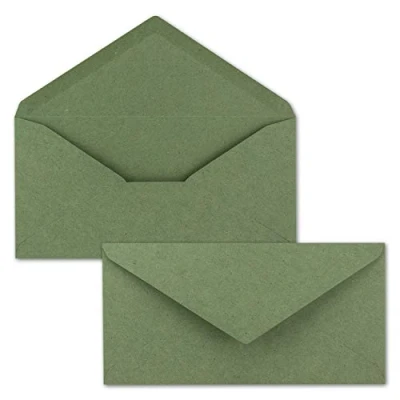 Bild av 25 x kraftpapperskuvert DIN långa grön våthäftande 11 22 cm bokstavskuvert gjorda av återvunnet papper vintage kuvert Neuser Papier