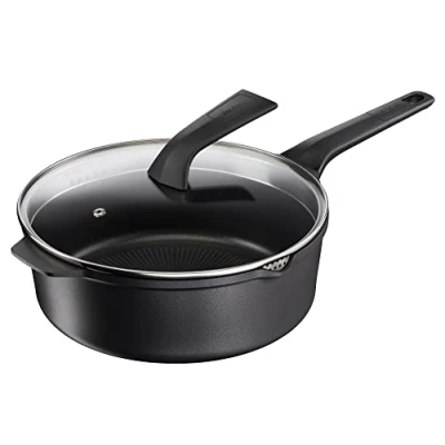 Bild av Tefal E24933 Robust stekpanna i gjuten aluminium 26 cm med lock enkel rengöring non stick tätning termisk signal temperaturindikator diskmaskinssäker induktionssäker svart