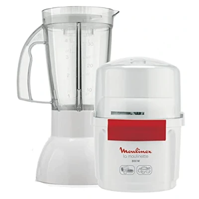 Bild av Moulinex AR680120 La Moulinette Hopper och mixer, 800 W +, dubbla blad, rostfritt stål, 200 g 750 ml, 1 2 3 vit/röd frukt