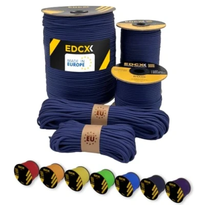 Bild av EdcX Paracord 4 mm, 35+ solida färger (15m, 30m, 50m, 100m, 300m) Idealisk för hantverk, gör det själv, camping 100% nylonrep 4mm Tactical Cord 550 Typ III