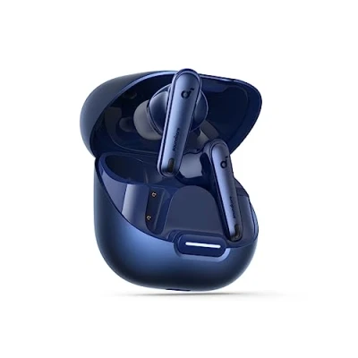 Bild av soundcore by Anker Liberty 4 NC Bluetooth hörlurar med brusreducering, 98,5% adaptiv brusreducering för öron och miljö, 50 H uppspelning (blå) (renoverad)