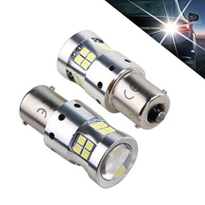 Bild av 1156 Ba15s P21w 1141 7506 1003 LED 12V 24V bil/lastbil glödlampor, 8w 6000K vit, extremt ljus 1300 lumen, används för backup ljus, bakljus, dimljus bakljus. 2 pack
