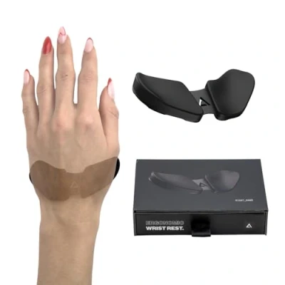 Bild av DELTAHUB Carpio 2.0 vänsterhänt verkligt ergonomiskt handledsstöd för mus, karpaltunnelstöd, smärtlindring, anti trötthet, lätt glidning, elegant, kontorsdator, bärbar dator, spel stor, svart