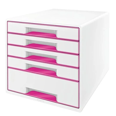 Bild av Leitz WOW Skrivbordsbyrå, 5 lådor, A4, inkl. markeringspenna och avdelare, rosa metallic, 52142023