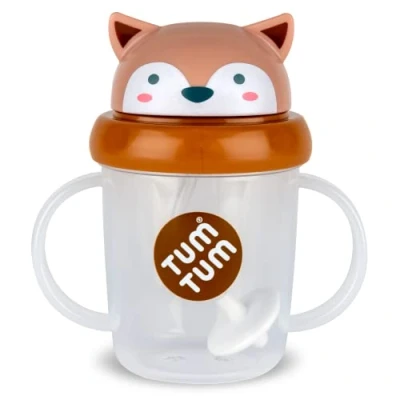 Bild av TUM Tippy Up Free Flow sippy Cup (ingen ventil), kopp för småbarn, 200 ml, BPA fri (Fergus Fox S3)