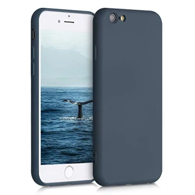 Bild av kwmobile fodral kompatibelt med Apple iPhone 6/6S gummerad TPU silikon mobiltelefonfodral skyddsfodral för trådlös laddning i mörk skiffer