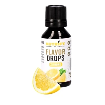 Bild av NUTRIFY Advanced Nutrition Citron Flavor Drops 30 ml, aromdroppar med citronsmak, citronarom, kalorifri, sockerfri, fettfri, vegansk, utan konstgjorda färgämnen