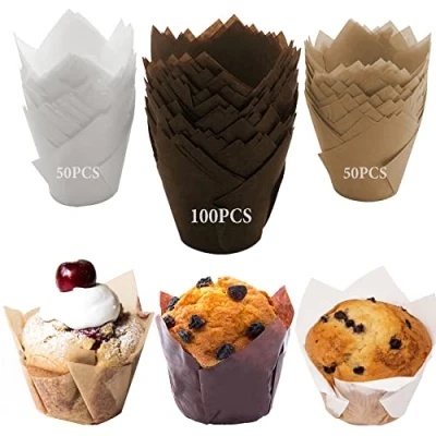 Bild av LUZOON muffinsformar papper, 200 stycken cupcake bakningskoppar muffinsform papper för bröllop födelsedagsfest (200 ①)
