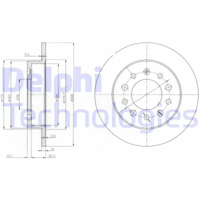 Bild av DELPHI BG3862 Disque de frein 258 10 5 plein huilé non traité sans roulement roue, bague ABS HYUNDAI: Coupe II
