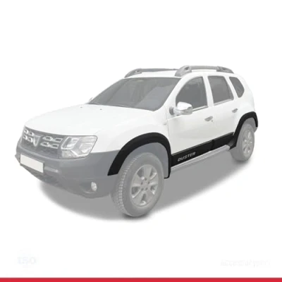 Bild av apline Kompatibel med Dacia Duster (HS) 20102017, hjulgångskydd, stötfångare, skydd, stänkskärmar och kroppsvakt, sidoskydd, bil, karossskyddssats, svart