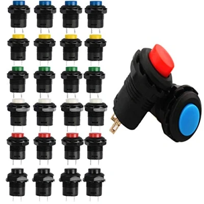 Bild av RUNCCI YUN 24 st 12 mm, SPST, ON/OFF, självlåsande låsande tryckknappsbrytare för Arduino (3A125VAC/1.5A250VAC)
