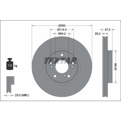 Bild av TEXTAR 92321303 Disque de frein 293 25 05/09 114,3 ventilé l&#039;intérieur revêtu sans boulon fix roue, moyeu roue HONDA: HR V II