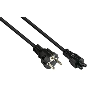 Bild av Good Connections P0005 S030 strömkabel, 3 m, skyddskontaktkontakt typ E+F (CEE 7/7, rak) till C5 (rak) för bärbar dator, 0,75 mm² svart