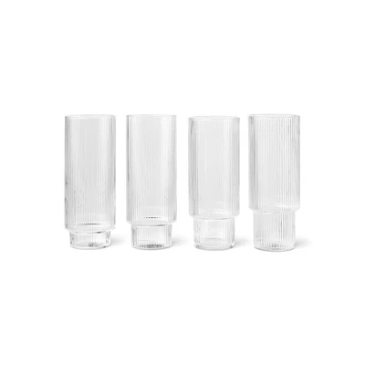 Bild av ferm LIVING Longdrinkglas Ripple, klart, 300 ml, glas, set om 4