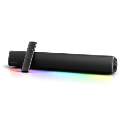 Bild av Kreativ ljudblaster GS5 RGB Gaming Soundbar med SuperWide teknik, driven via adapter, upp till 60 W toppström, Bluetooth 5.4, Optisk in, hörlursutgångsport, för PC och TV