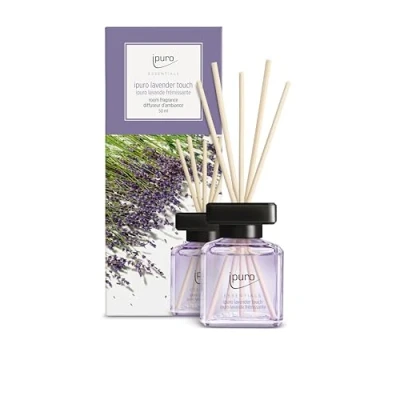 Bild av ipuro Essentials rumsdoft lavendel touch 50 ml rumsfräschare med lavendel, citrus, blommor, mynta och mysk doft arom diffuser pinnar luftrenare för hemmet