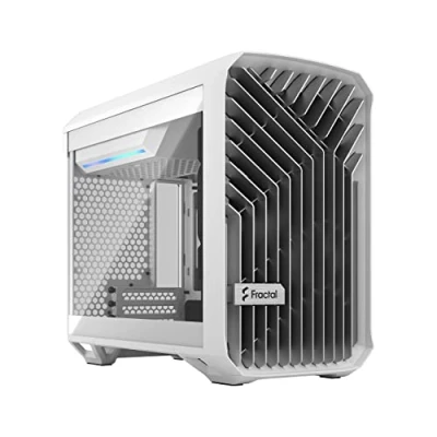 Bild av Fractal Design Torrent Nano White Clear tint tempered glass side panel Open grille for maximum air intake 180mm PWM fan included Type C mITX Airflow Mini Tower PC Gaming Case