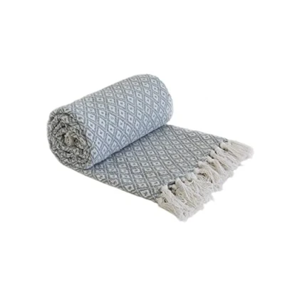 Bild av Emma Barclay Casablanca Scandi vävd återvunnen bomullsstol soffa set säng överkast över filt i silver 228 x 254 cm (90 100 tum)
