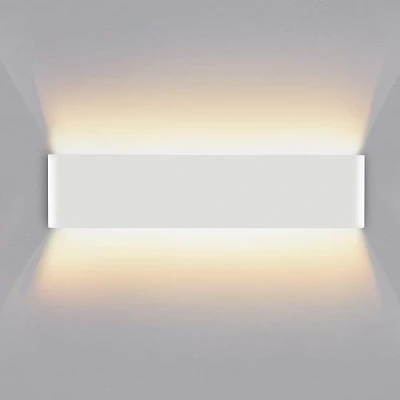 Bild av Lureshine vägglampa inomhus 16 W 40 cm upp och ner inomhusbelysning aluminium dekorera/modern varmvit 3 000 k applikationer lämplig för vardagsrum sovrum hall (vit)