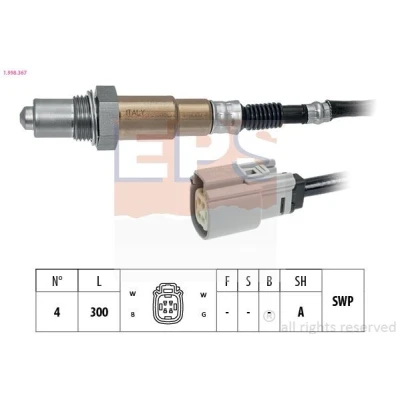Bild av EPS 1.998.367 Sonde lambda Made in Italy OE Equivalent chauffé, planaire, Filetage prégraissé FORD: FIESTA 6, Ranger Mk3