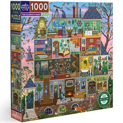 Bild av eeBoo bitar och kärlek: The Alchemist&#039;s Home 1 000 pc House of Fascinerande alkemist i återvunnen kartong högkvalitativt vuxenpussel PZTAST