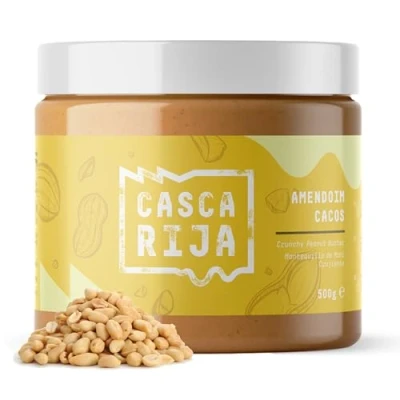 Bild av CASCA RIJA: Krissigt Jordnötssmör 500g 99,8% Rostade Jordnötter + 0,01% Mald Kanel Ingefärapulver 100% Naturligt och Krispigt med Jordnötsbitar, Vegansk