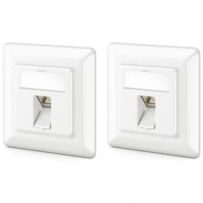 Bild av deleyCON 2x CAT6a Keystone Nätverksuttag Infällt Modul STP Skärmat Metallhölje RJ45 Jack Datauttag Nätverkskabel