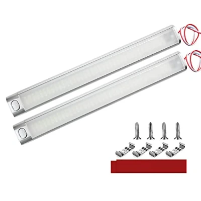 Bild av Intckwan 12 V LED lampa, husbil, 120 list med extra stor brytare, 6 000 K vit bil innerbelysning för bil, skåpbil, husvagn, båt, kök, badrum, bar, lastbil, campare, traktor (2 stycken)