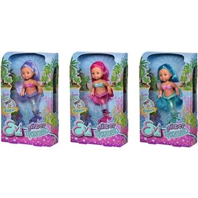 Bild av Simba 105733482 Evi LOVE Glittrig Sjöjungfru som Söt med Fena Glittrar när Den Skakas, 12 cm, från 3 år