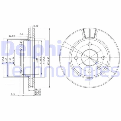 Bild av DELPHI BG2367 Disque de frein 240 24 4 ventilé huilé non traité sans roulement roue, bague ABS FORD: Sierra Mk2 Berline, ESCORT