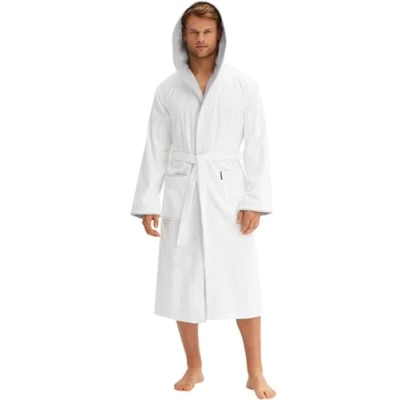 Bild av Morgenstern Man Morgonrock Frottee Velours Huva 100% Bomull Vit XL
