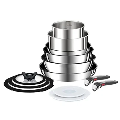 Bild av Tefal Ingenio Preference On Set med 2 stekpannor + wok gryta kastruller 5 tillbehör avtagbara handtag, non stick stekpannor, titanbeläggning, termosignal, diskmaskinssäker