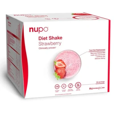 Bild av Nupo Diet Shake jordgubbe Premium dietshake för viktminskning I Komplett måltidsersättning 30 portioner mycket låg kalorie diet, glutenfri, GMO fri
