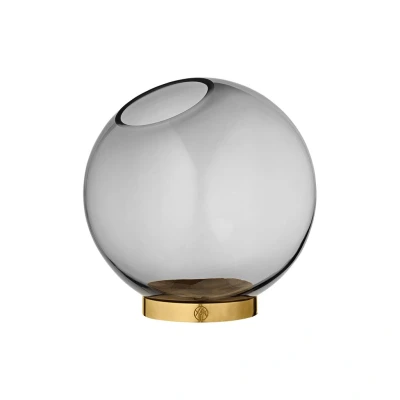 Bild av AYTM Globe vas, Ø 17 cm, rökgrå / guld, glas, rostfritt stål