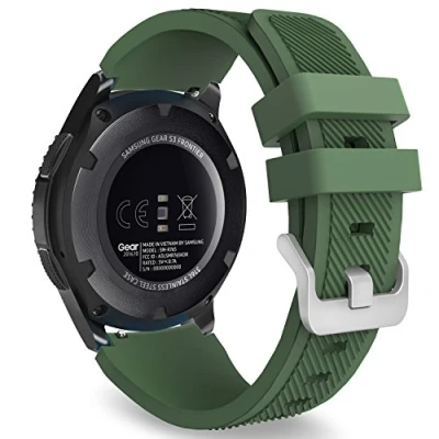 Bild av MoKo Watch Band Compatible with Galaxy 3 45mm/Galaxy 46mm/Gear S3 Frontier/Classic/Huawei GT2 Pro/GT2e/GT 46mm/GT2 46mm, 22mm Silicone Replacement Strap, Army GREEN