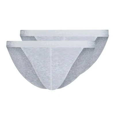 Bild av Skiny Herrtanga, bomull, ribbad G string (2 pack), Silvermelerad (080693), S