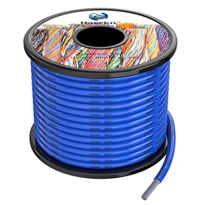 Bild av 16 AWG, 1,3 mm², silikon, elektrisk trådkabel, blå, 15 meter, mjuk och flexibel, syrefri, hög temperatur, beständig, förtennad koppartråd