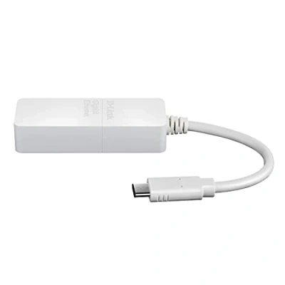 Bild av D Link DUB E130 USB Type C nätverkskort (3,0 Gigabit Ethernet RJ45 10/100/1000 Mbit/s, kompatibel med Windows och MacOS) Vit