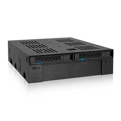 Bild av ICY DOCK 2 x 2.5&quot; SATA / SAS HDD SSD Hot Swap cabinet with integrated 3.5&quot; Slot for 1x 5.25&quot; Bay ExpressCage MB322SP B